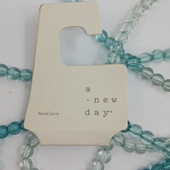 A New Day Necklace Two Piece Womens Blue Beaded Pullover Layered - Picture 4 of 6